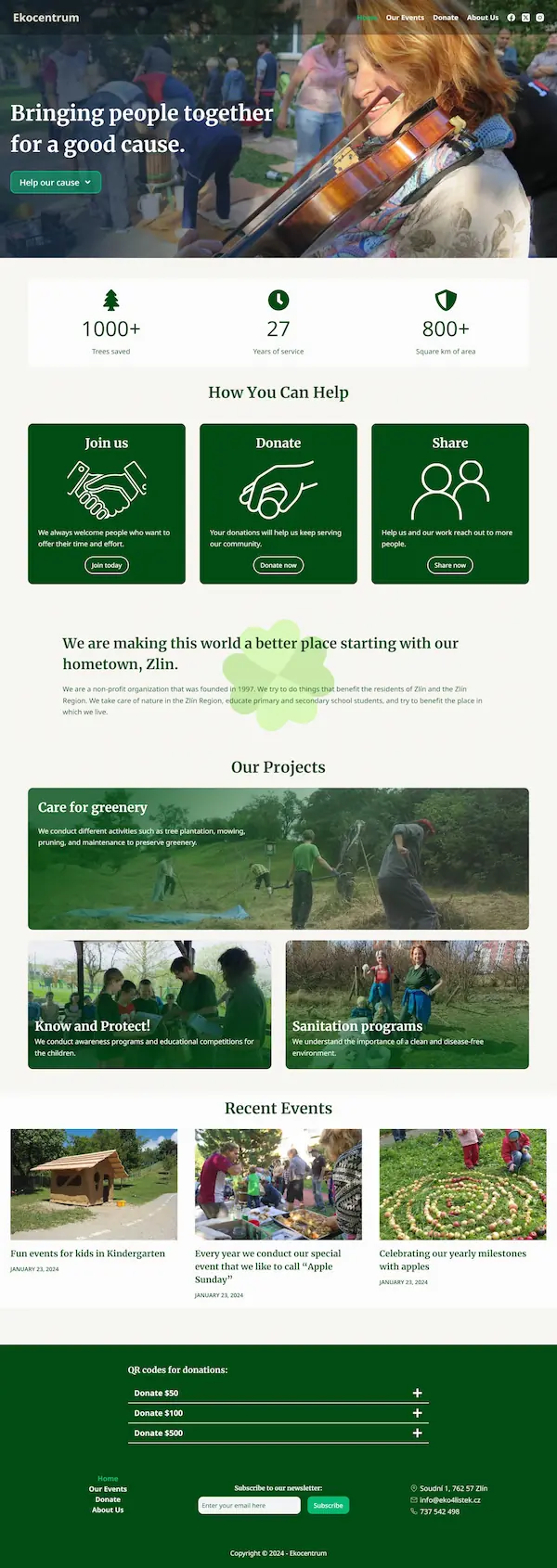 Website for a non-profit organization